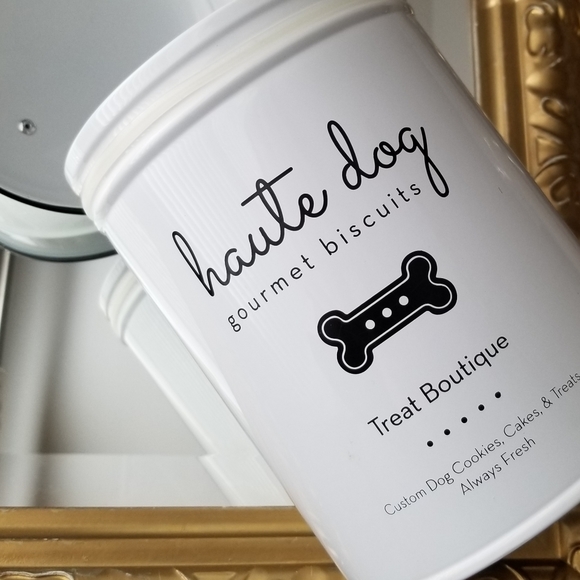 ❗Metal White and Black Dog Treat Jar with Top Handle❗ - Picture 2 of 7